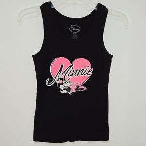 Disney Minnie Mouse Black and Sparkling Pink Tank Top Girls Size Small